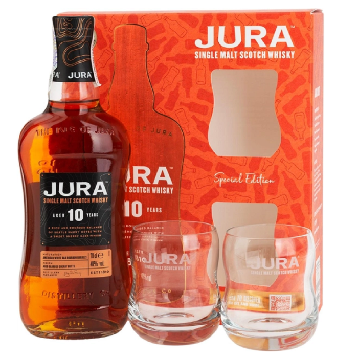 Jura 10 y.o. + 2 glasses (Джура 10 років зі склянками) 40% 0.7L